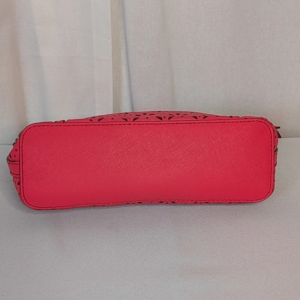 Kate Spade Cedar Street Mandy Coral Perforated Cut Out Flower Crossbody Bag EUC